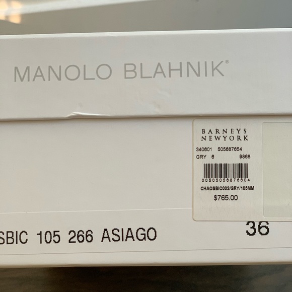 Manolo Blahnik Chaos Grey Suede Ankle Strap Sandal - Picture 5 of 6